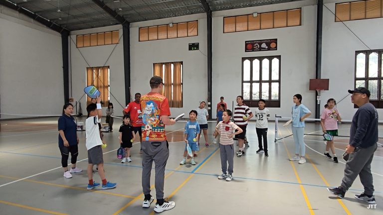 Pickleball coaching session at Bebena Sports Center in Thimphu, Bhutan